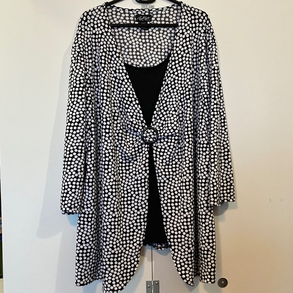 💲⬇️ Russell Kemp New York Black & White Polka Dot Top - Picture 1 of 8